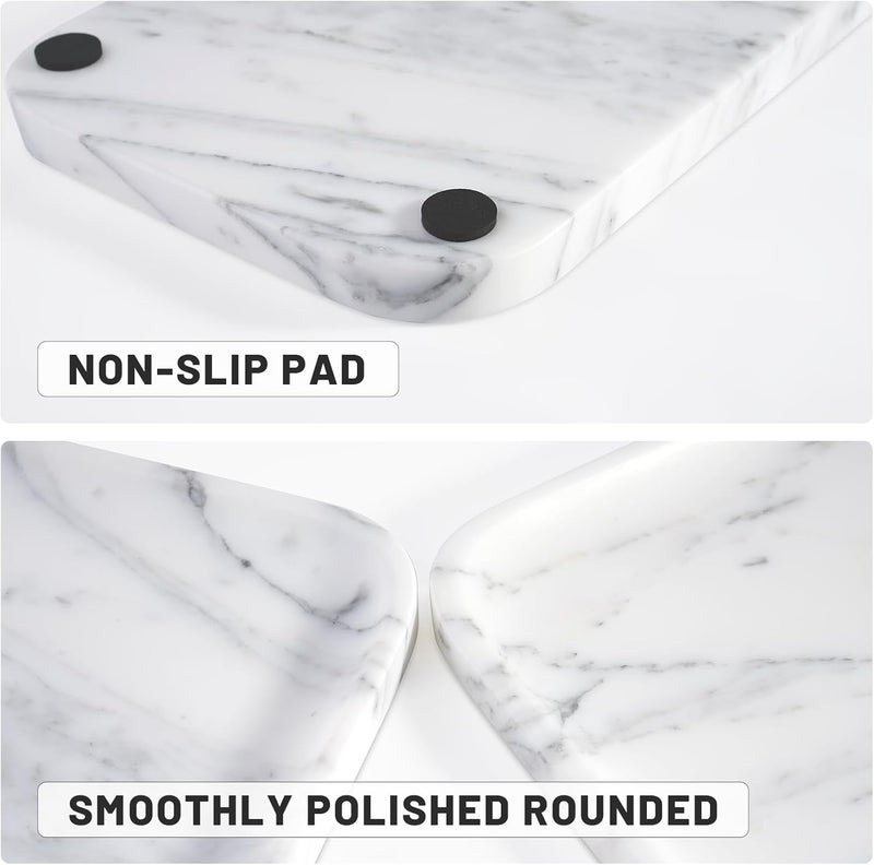 karibiber Arabescato Marble Vanity Tray - Decorative Organizer for Bathroom Countertop, Dresser, Kitchen Sink - Image 2